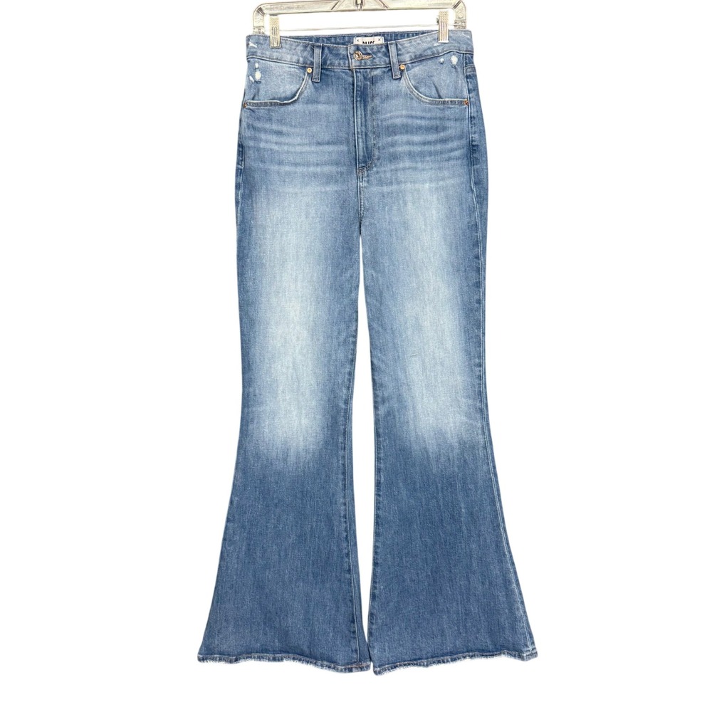 PAIGE Charlie Flare Jeans Womens 29 Blue Gabriella Distressed High Rise Boho